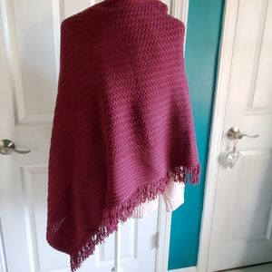 J. Jill Sweater Poncho Burgundy One Size